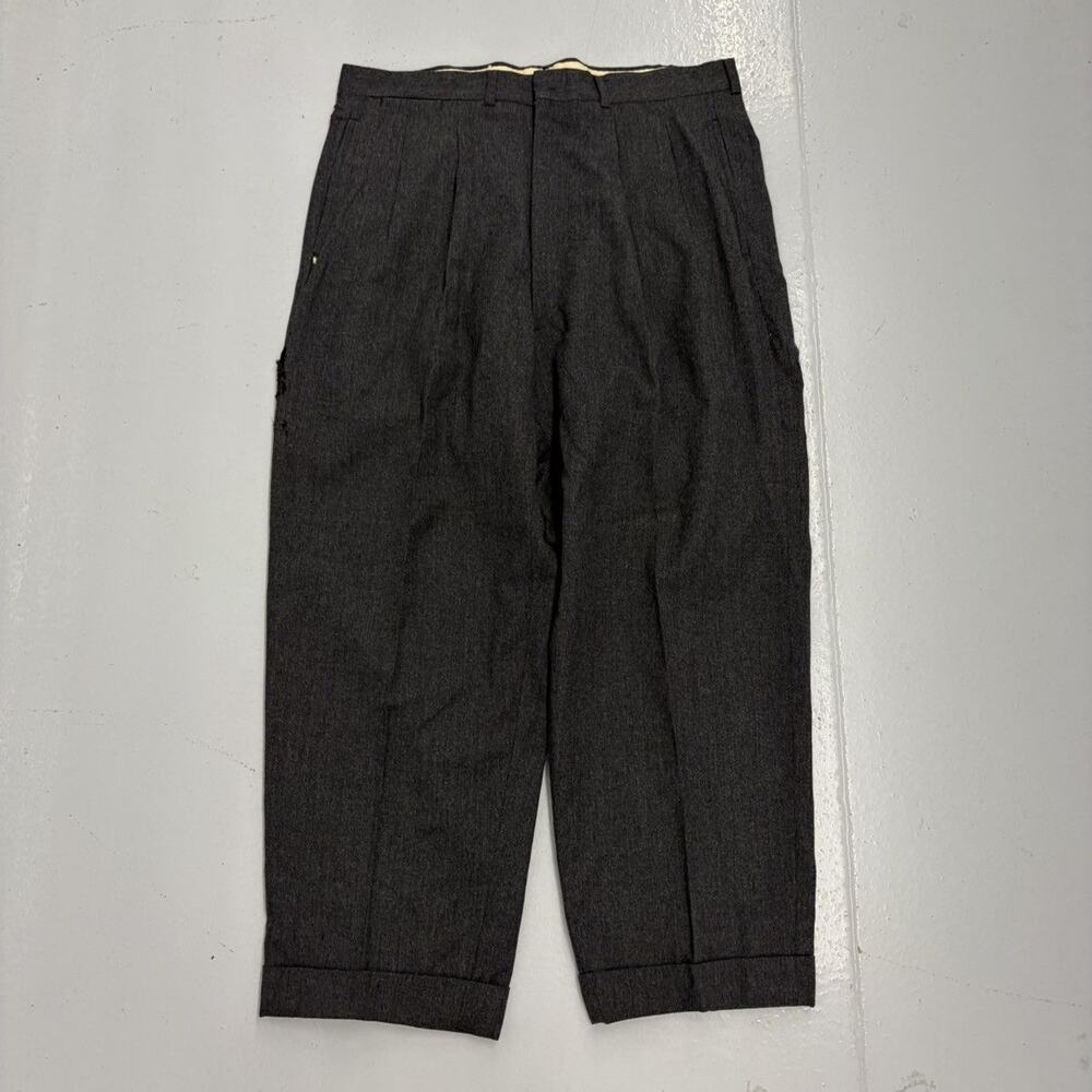 NOS Vintage 50s Sunset Loeb Black Pleated Wool Trouser 36x27